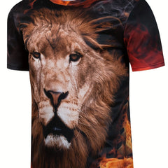 Lion 3D Printed Unisex T-Shirt for Spring and Summer