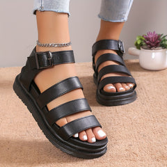 Women's Platform Roman Sandals Ankle Buckle Strap Shoes