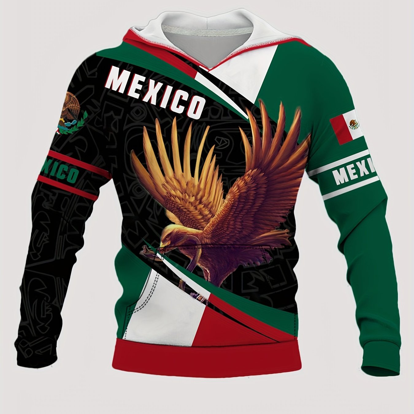 MEXICO Eagle Print Hoodies For Men Graphic Hoodie