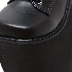 Y2K Style Short Boots Square Toe Lace Up Platform Shoes