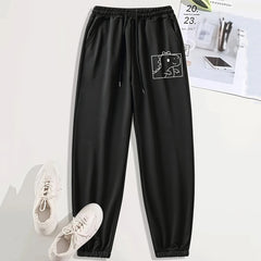 Dinosaur Print Jogging Pants with Side Pockets