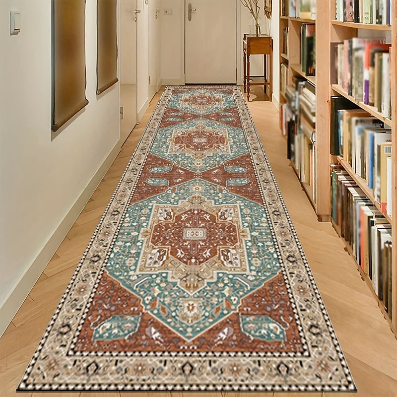 Vintage Leaf Print Kitchen Rug Soft and Absorbent
