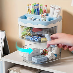 Rotary Office Penholder Desktop Desk Penholder Transparent Storage