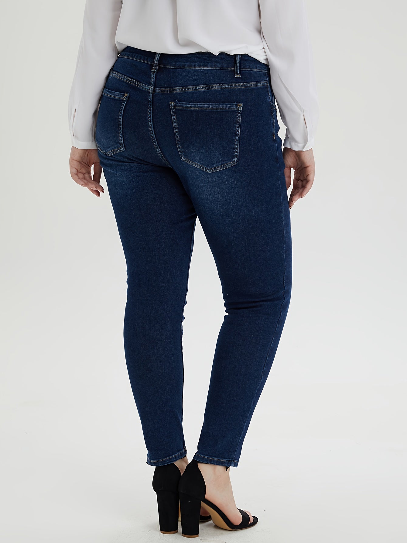 Women's Plus Navy Slim Fit Skinny Ankle Denim