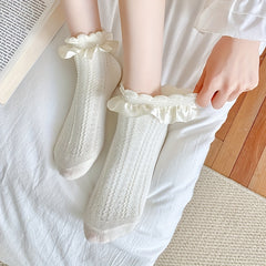 5 Pairs Ruffle Short Socks Sweet All-Match Women's Stockings Hosiery