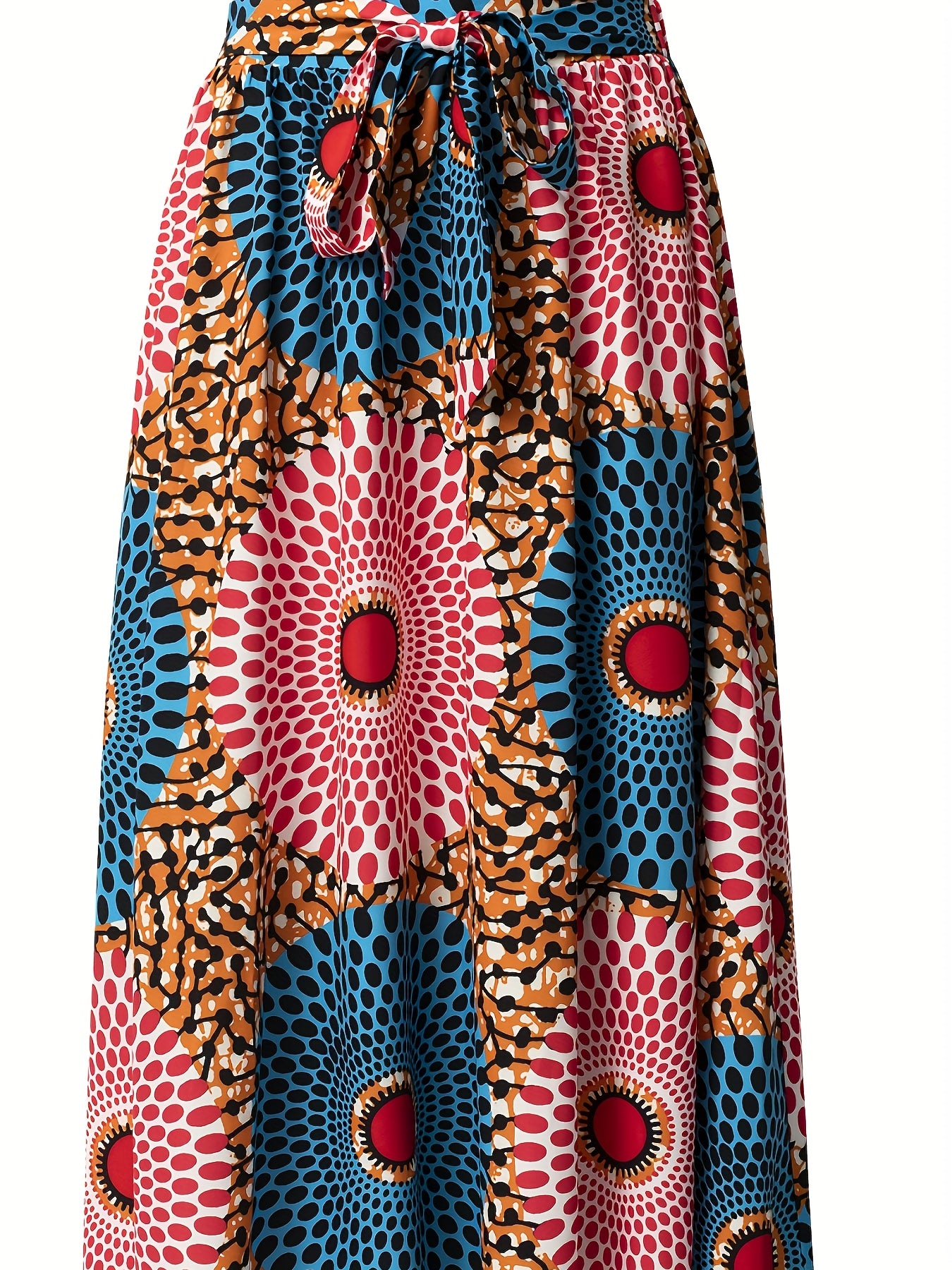 Graphic Print Pleated Skirts Boho Tie Front Summer Skirts Women's Clothing
