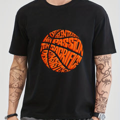 Men's Basketball Print Crew Neck T-shirt - Casual Summer Tee