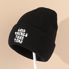 Letter Embroidered Knit Beanie Street Hip Hop Beanie