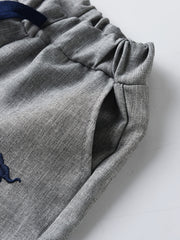 Boys Dino Embroidered Drawstring Shorts Kids Summer Clothes