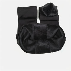 Plush Lined Trample Feet Socks Opaque High Waisted Thermal Footless Leggings
