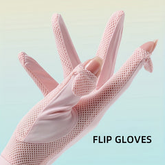 UPF 50 Ice Silk Gloves Short Mesh Breathable Non-slip Touch Screen UV Prote