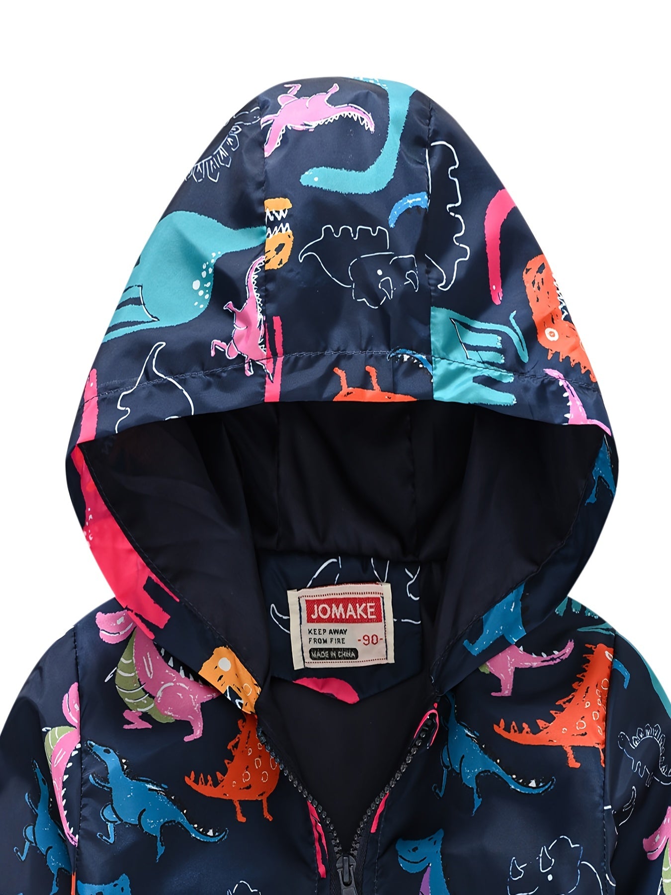 Dinosaur Print Zipper Hooded Jacket for Boys & Girls