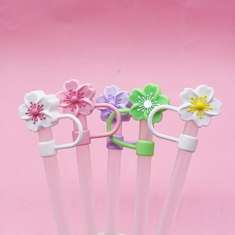 Silicone Straw Tip Covers 5pcs - Reusable Leakproof Straw Plugs