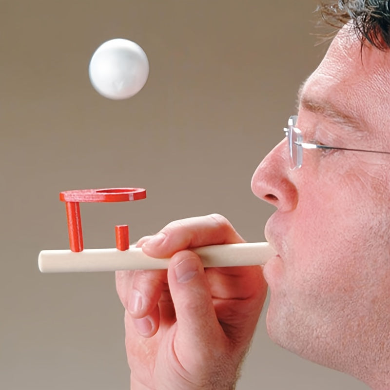 Wooden Blow Ball Game for Lung Capacity - Fun Balance & Puzzle Toy