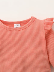 Newborn Baby Girl Outfit Pullover Ruffle Sleeve Sweatshirt Pants Set