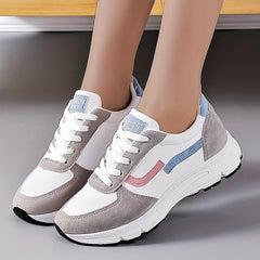 Colorblock Platform Sneakers Lace Up Sporty Comfy Shoes