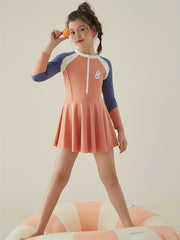 Girls Sun Protection Half Zip Swimwear Bathing Suit for Summer