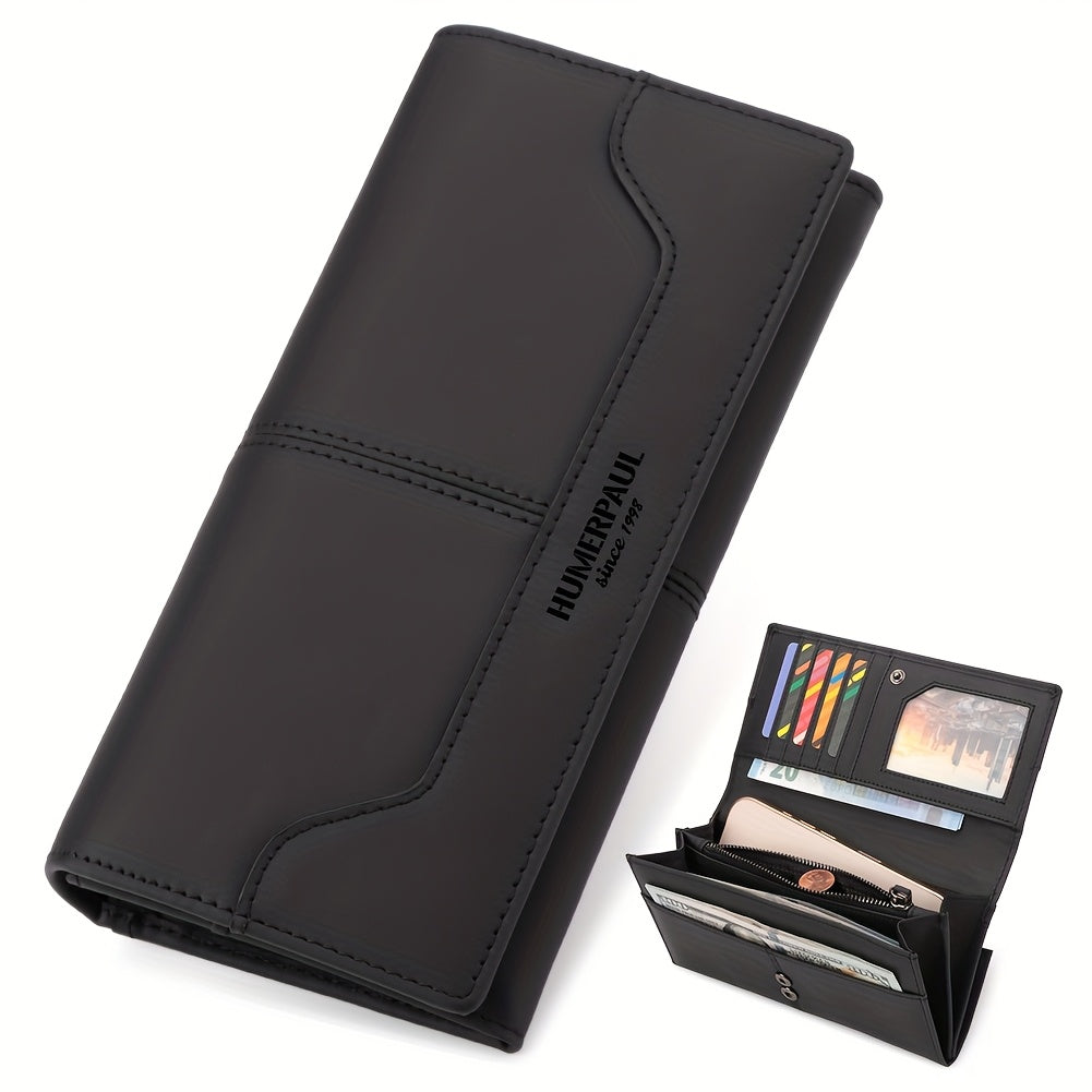HUMERPAUL RFID Blocking Leather Wallet Red Clutch Large Capacity