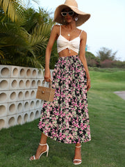 Floral Print Elastic Waist Skirt for Spring & Summer Women's Clothing