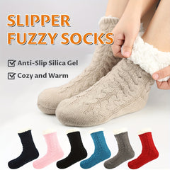 Warm Non Slip Snow Socks Cozy Fuzzy Velvet Lined Grippers Slipper Socks
