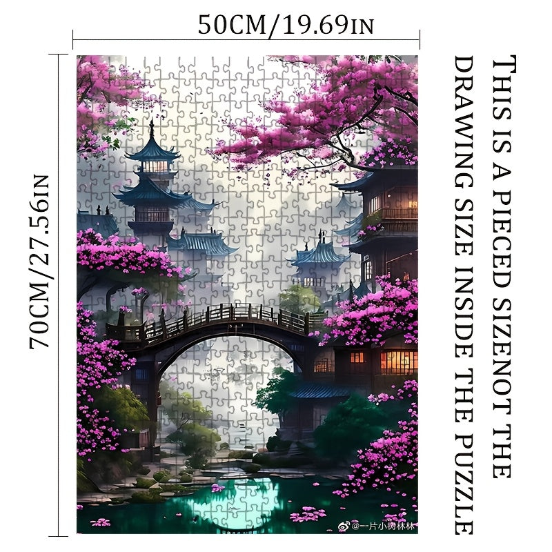 1000pcs Giant Puzzle Chinese Architecture & Cherry Blossoms 50x70