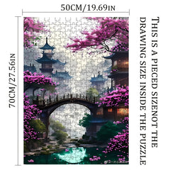 1000pcs Giant Puzzle Chinese Architecture & Cherry Blossoms 50x70