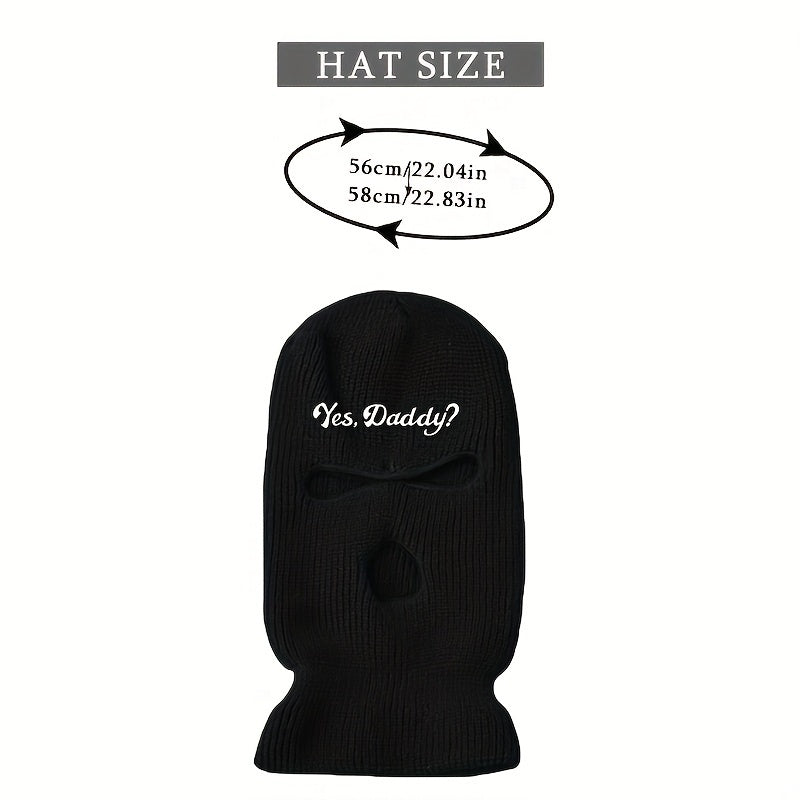Winter Warm Knit Ski Mask Embroidery Windproof Balaclava Neck Gaiter