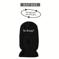 Winter Warm Knit Ski Mask Embroidery Windproof Balaclava Neck Gaiter