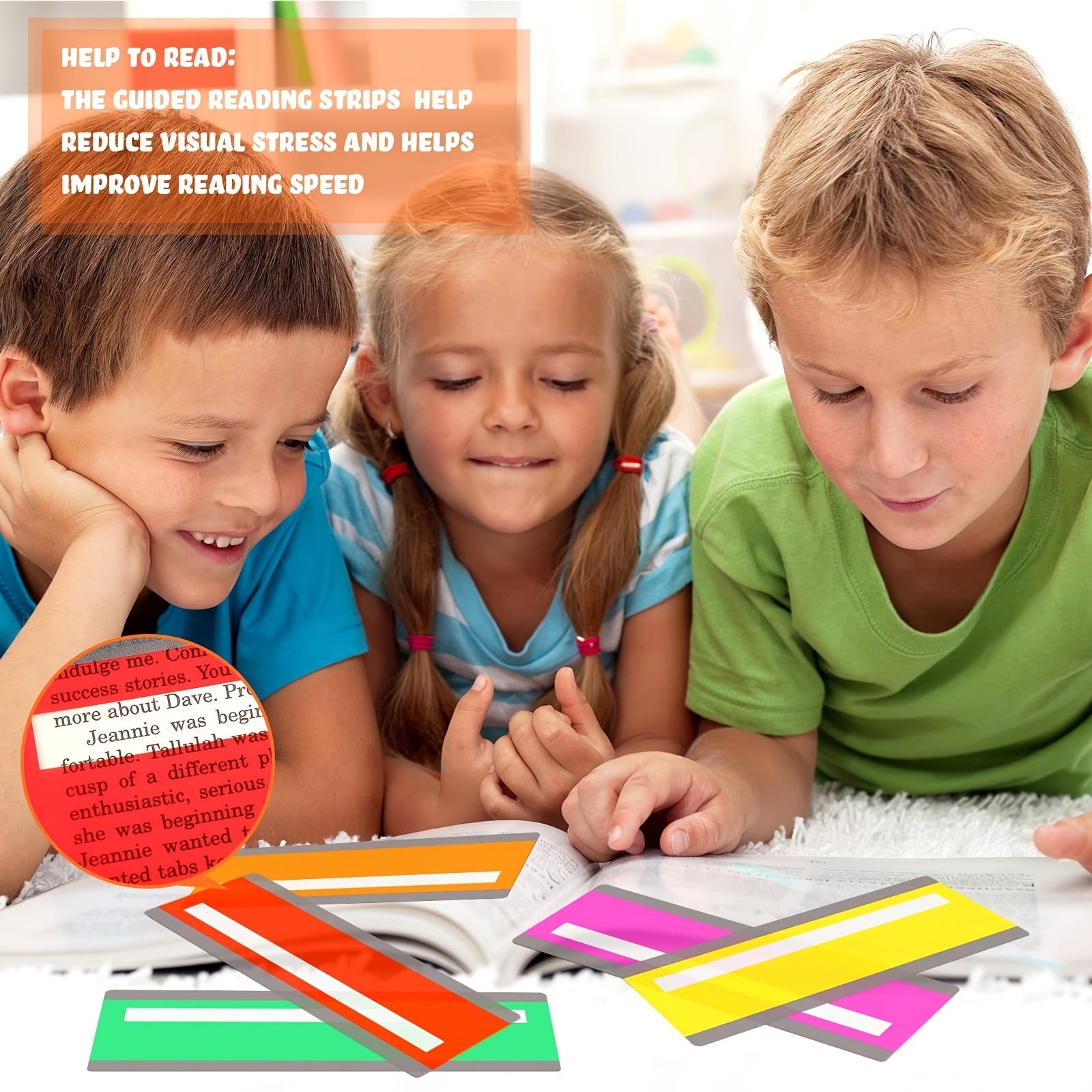8pcs Guided Reading Strips Colored Highlight Strips For Dyslexia Reading Tools