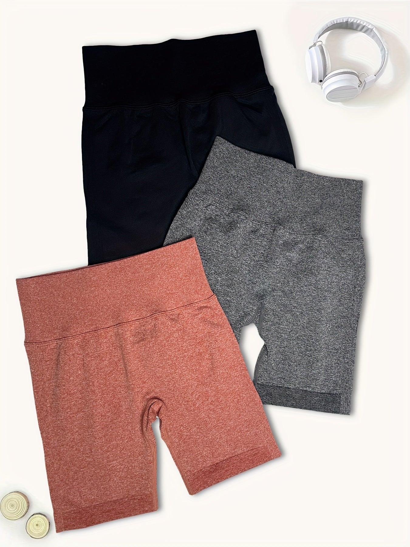 Solid Yoga Sports Shorts High Stretch Fitness Running Workout Shorts
