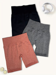 Solid Yoga Sports Shorts High Stretch Fitness Running Workout Shorts