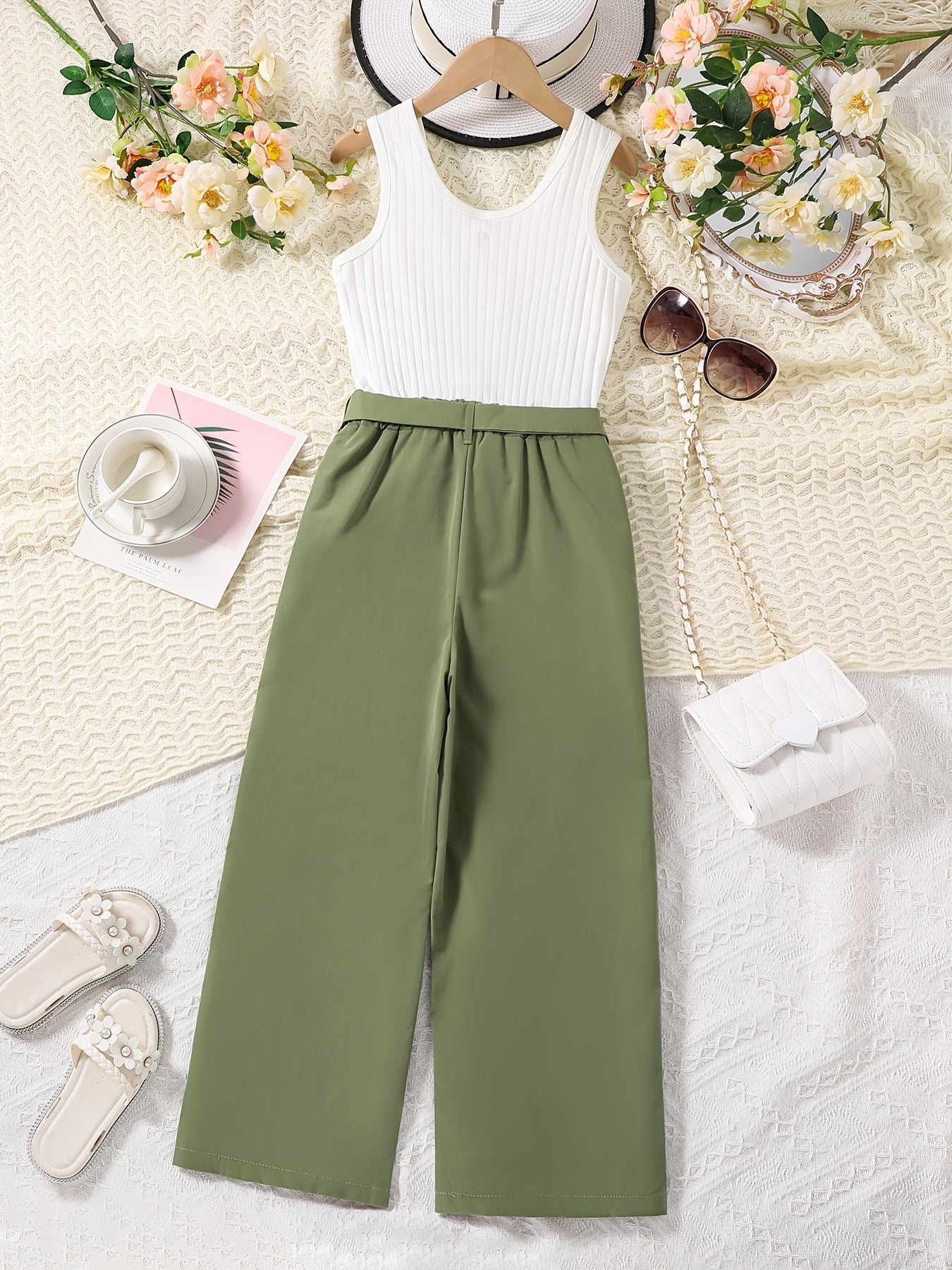 Girls Belted Jumpsuit Set for Summer Party