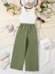 Girls Belted Jumpsuit Set for Summer Party