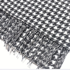 Houndstooth Fringe Trim Scarf Faux Cashmere Shawl Wrap