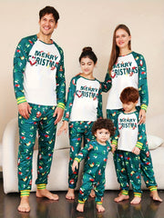 Cartoon Print Christmas Pajama Set Long Sleeve Crew Neck Top