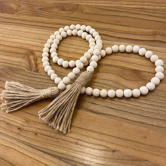 Wooden Beaded Wreath Tassels DIY Craft Farmhouse Decoration