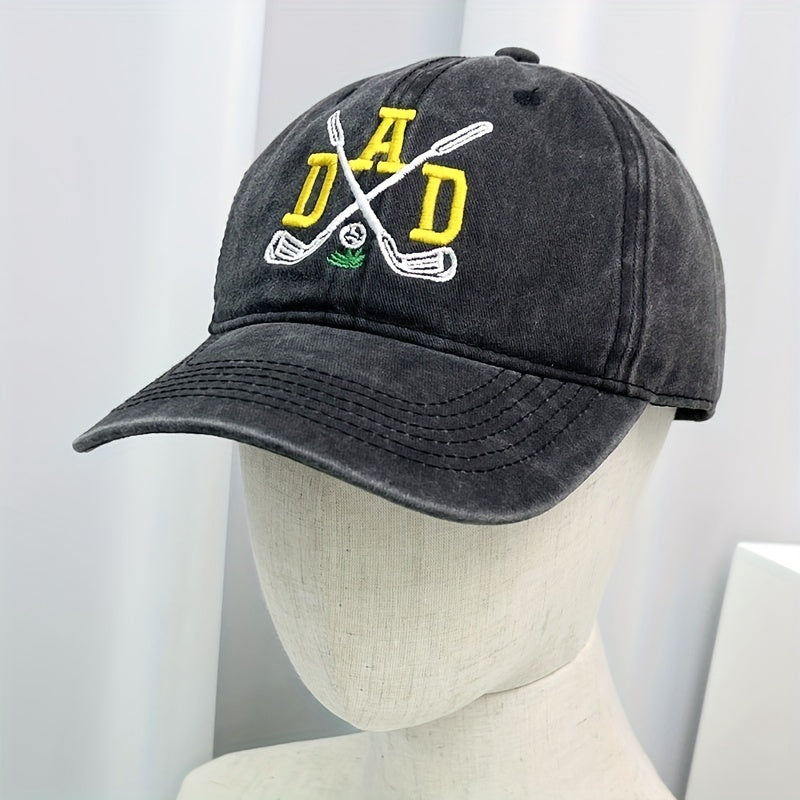 Distressed Gray Golf Baseball Cap Embroidery Unisex Adjustable Sun Hats