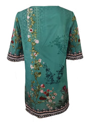Floral Print Flared Sleeve Mini Dress Vintage Crew Neck Women's Clothing