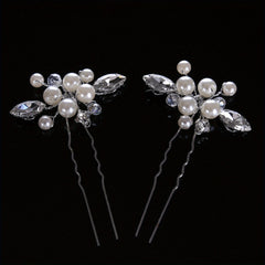 2PCS Bride Faux Pearl Hairpin Wedding Bride U Shaped Hairpin Hair Accessories
