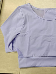Mesh Sporty Top Long Sleeves Round Neck Casual T Shirt