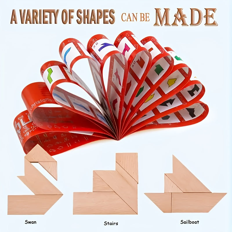 4pcs Wooden T Puzzle Set Brain Teasers Relax Decompression Portable