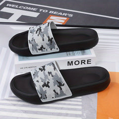 Men's Camo Lightweight Non-Slip Open-Toe Slides for Bathroom Beach