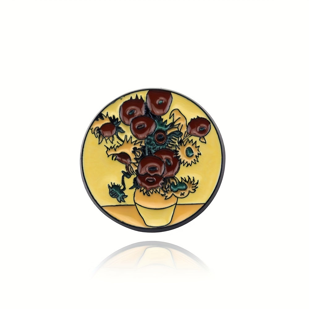 Yellow Vase Sunflower 3D Pattern Brooch Girls