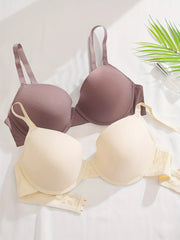 2 Pack Women's Plus Solid Molded Cup Padded Everyday Bra Set