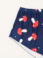 Women's Plus Mushroom Print Stretch Pajama Shorts