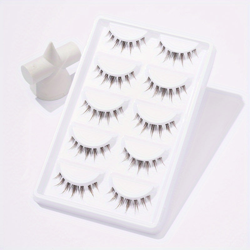 5 Pairs Brown Natural Spiky Cross False Eyelashes