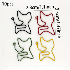 10pcs Kitten Shaped Paper Clips Metal Pins