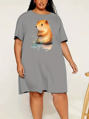 Cartoon Print Sleep Dress Short Sleeve