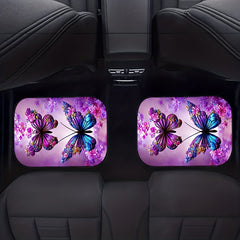 4pcs Purple Butterfly Car Floor Mats Absorbent Non-slip Stain Resistant