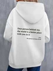 Letter Print Kangaroo Pocket Hoodie Casual Long Sleeve Drawstring Hoodies Sweats